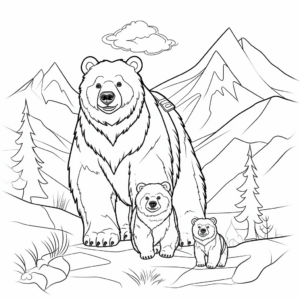 Adventure Across the Mountains: Mama Bear Coloring Pages 2