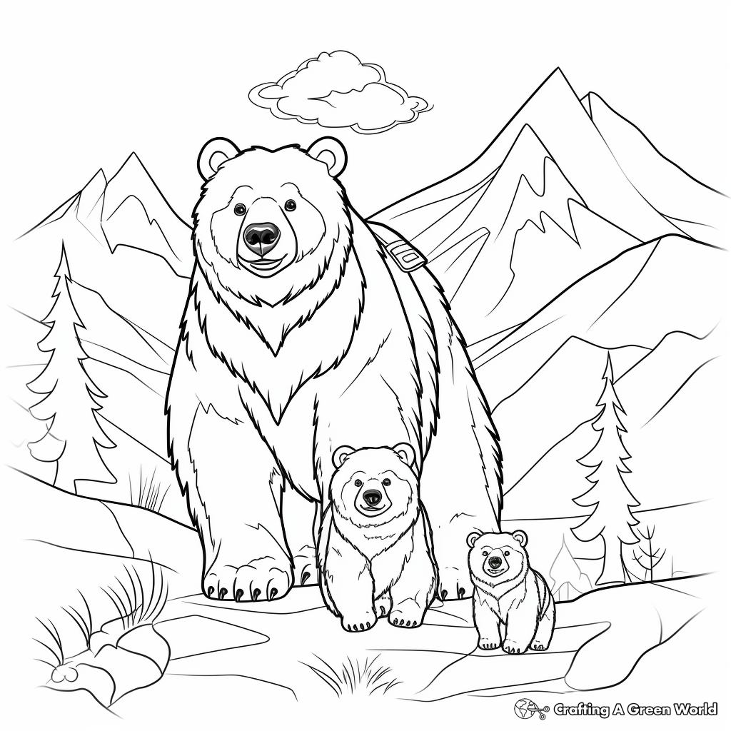 Adventure Across the Mountains: Mama Bear Coloring Pages 2