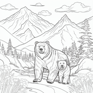 Adventure Across the Mountains: Mama Bear Coloring Pages 4