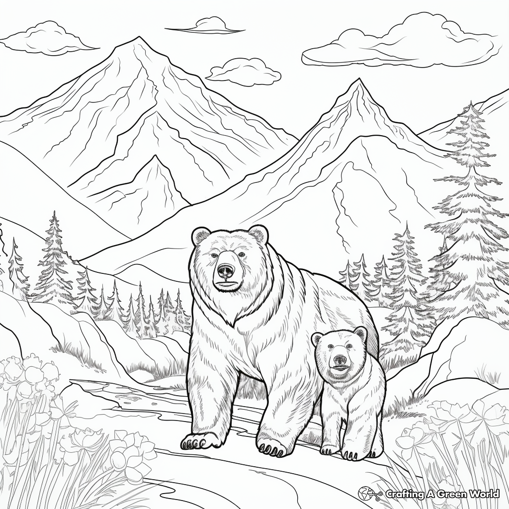 Adventure Across the Mountains: Mama Bear Coloring Pages 3