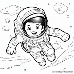 Adventure-Driven Astronaut in Galaxy Coloring Pages 2