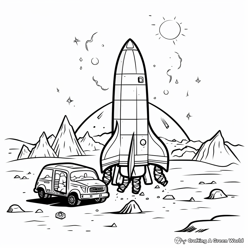 Adventure-filled Mars Rocket Coloring Pages 1
