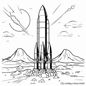 Adventure-filled Mars Rocket Coloring Pages 2