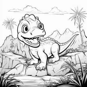 Adventure of Baby T-Rex: Jungle Scene Coloring Pages 4