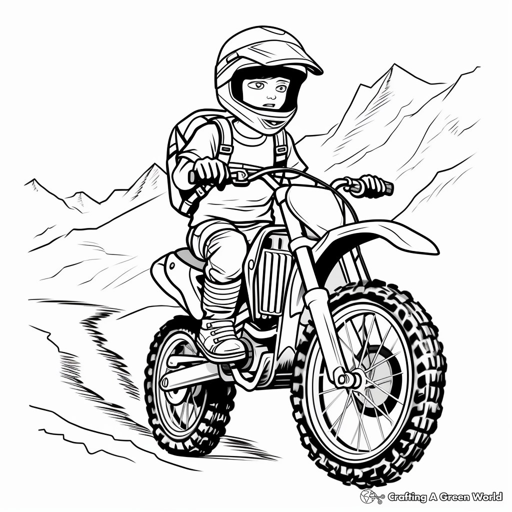 Adventure-packed Mountain Dirt Bike Coloring Pages 4