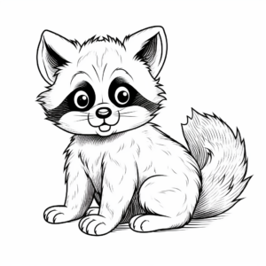 Adventurous Baby Raccoon Coloring Sheets 1