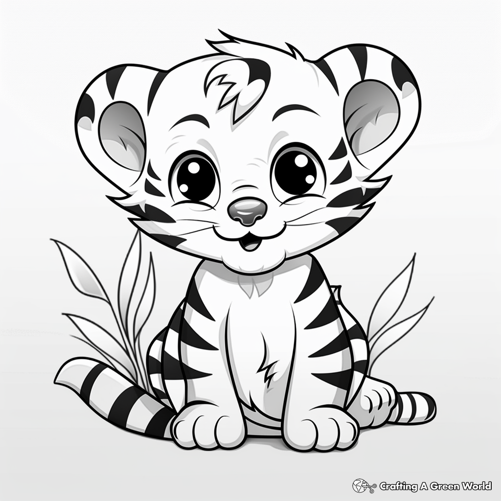 Adventurous Baby Tiger Exploring Forest Coloring Pages 2