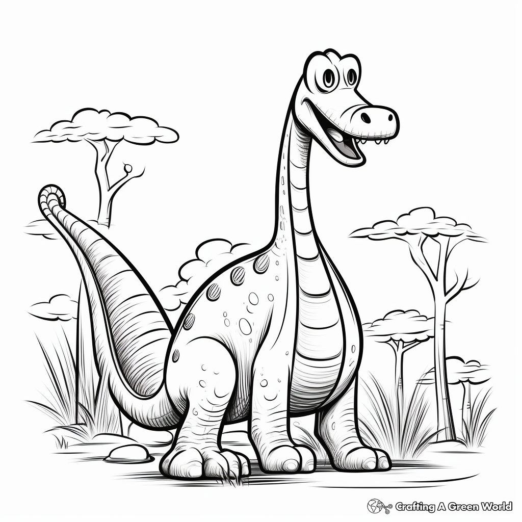 Adventurous Brachiosaurus Coloring Pages 4