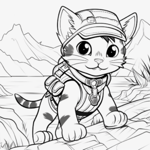 Adventurous Cat Kid Pirate Coloring Pages 1