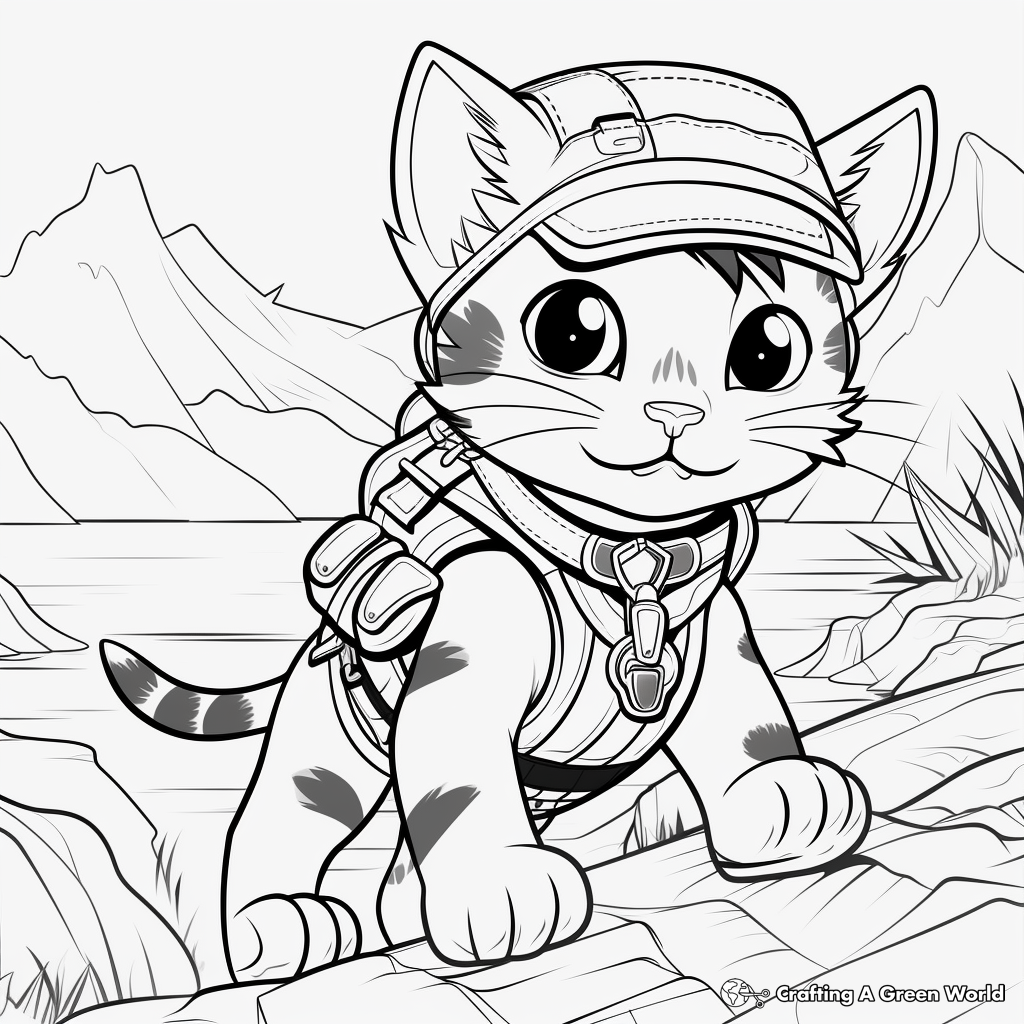 Adventurous Cat Kid Pirate Coloring Pages 1