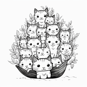 Adventurous Cat Pack on a Tree Coloring Pages 1