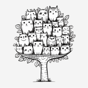 Adventurous Cat Pack on a Tree Coloring Pages 4