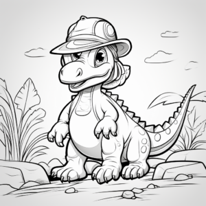 Adventurous Dinosaur Expedition Coloring Pages 1