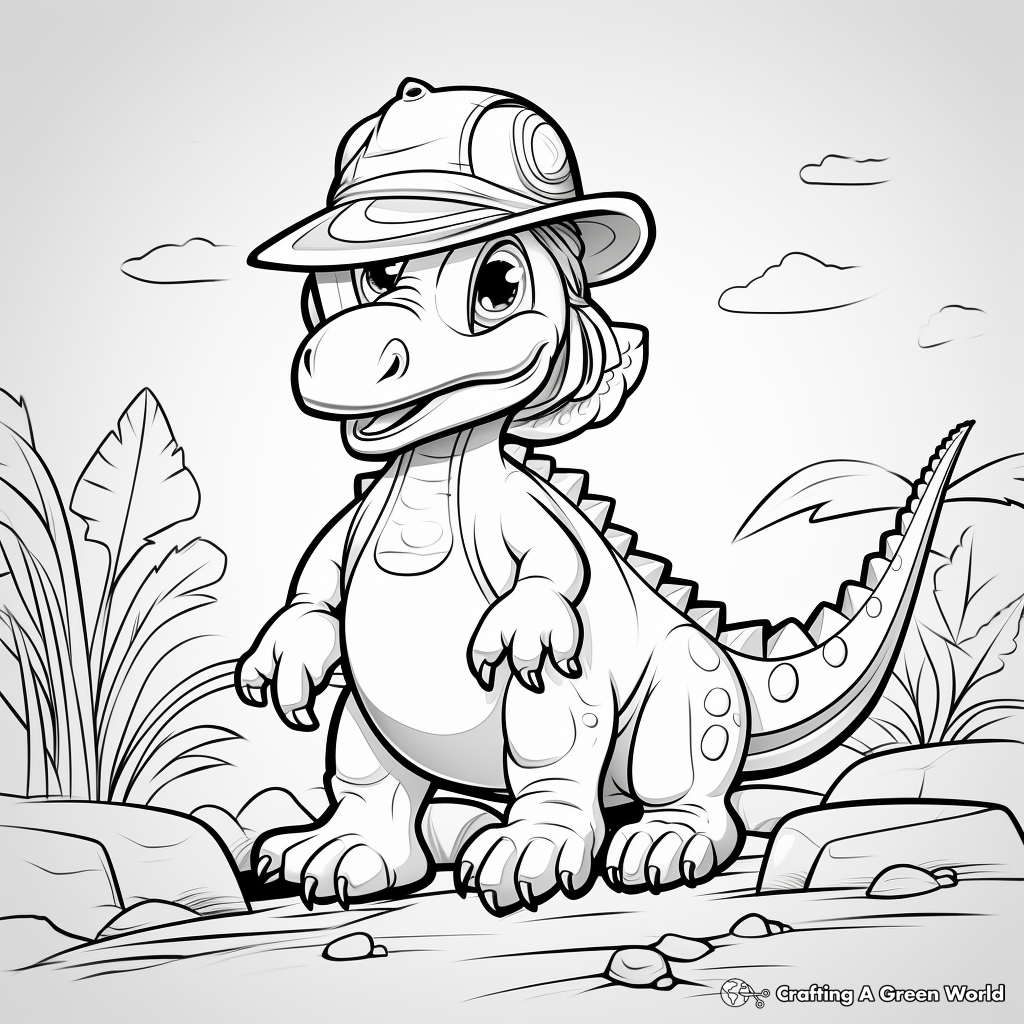 Adventurous Dinosaur Expedition Coloring Pages 1