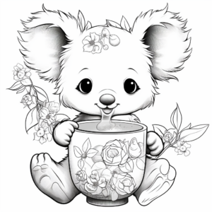 Adventurous Koala Drinking Boba Coloring Pages 3