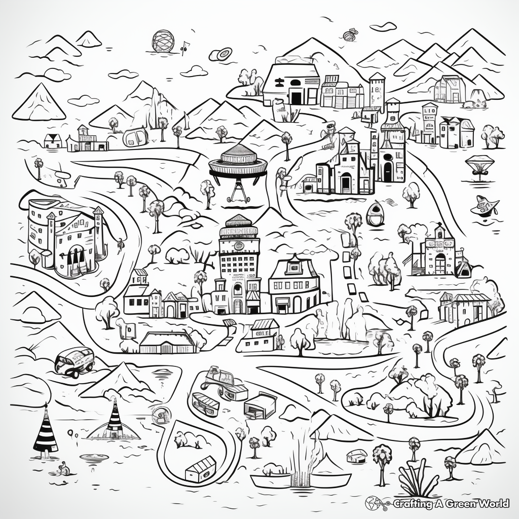 Adventurous Map Book Coloring Pages 2