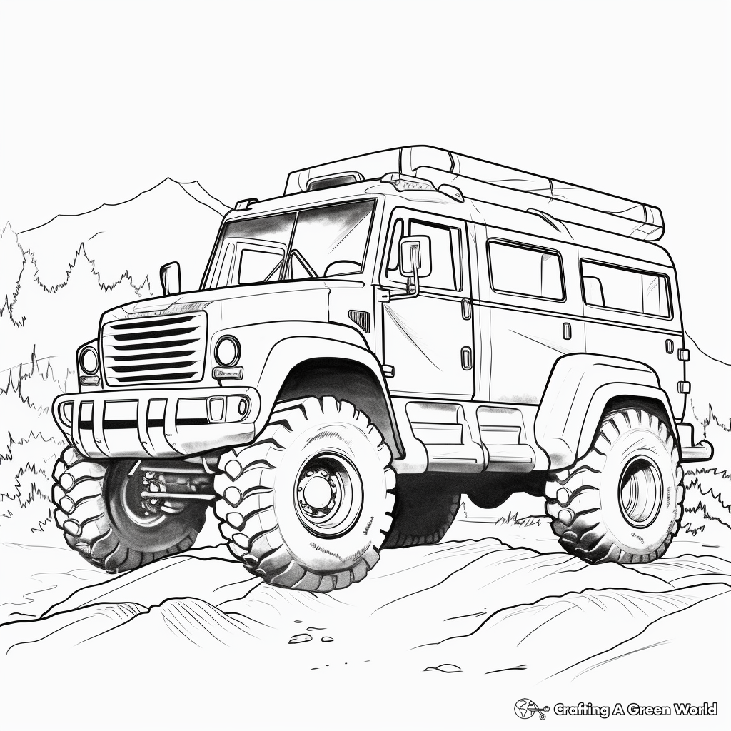 Adventurous Off-road Bus Coloring Pages 2