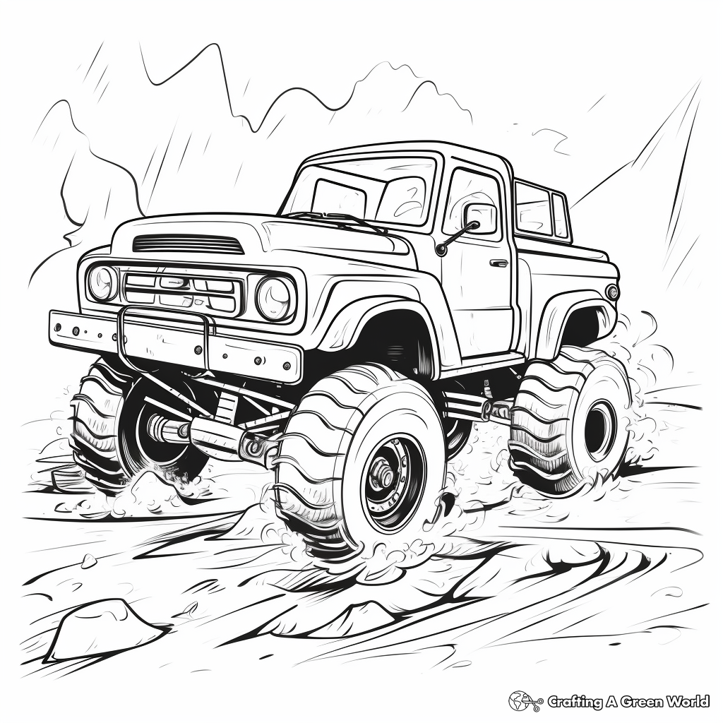 Adventurous Off-Road Mud Truck Coloring Pages 1
