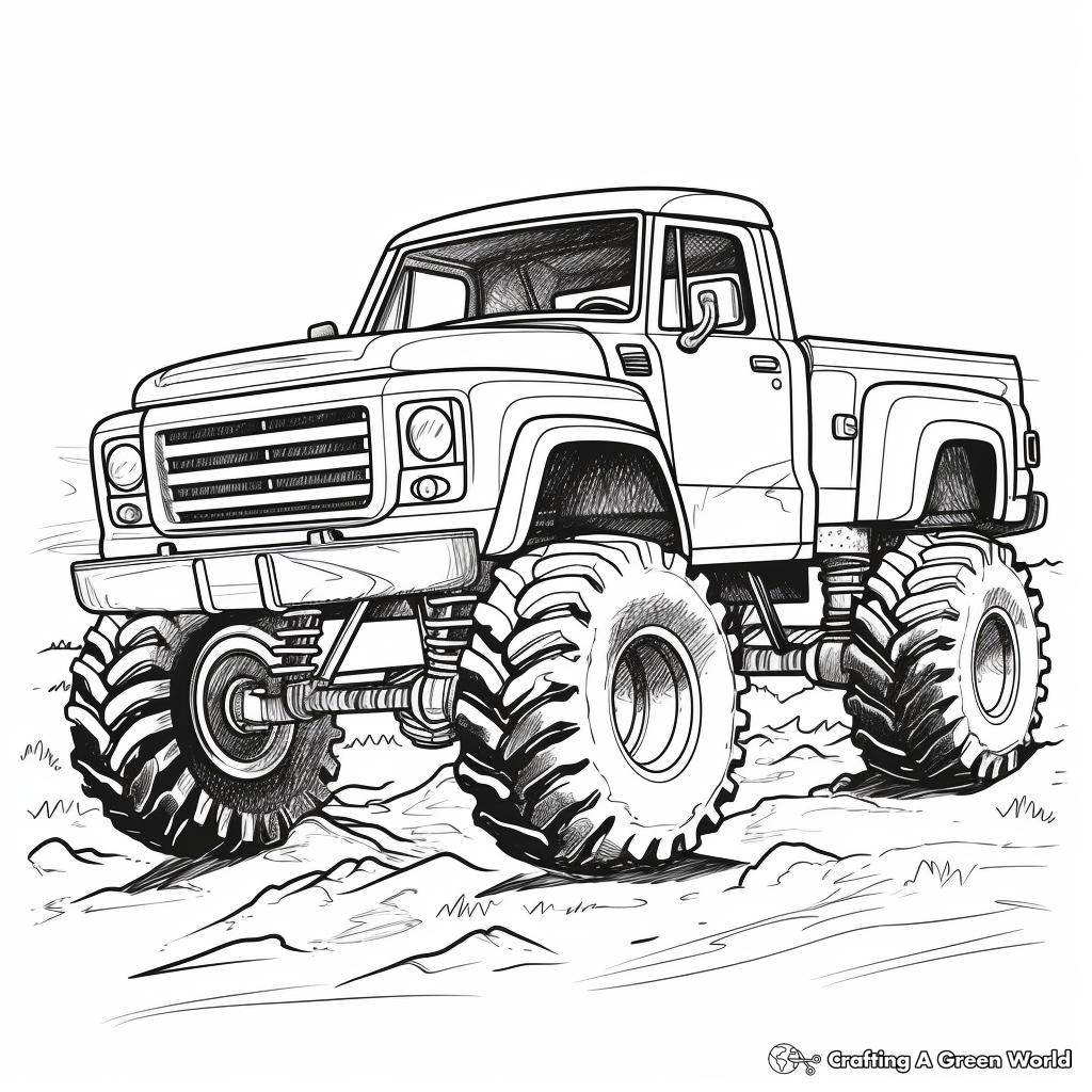 Adventurous Off-Road Mud Truck Coloring Pages 2