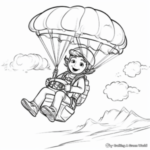 Adventurous Paragliding Coloring Pages 1