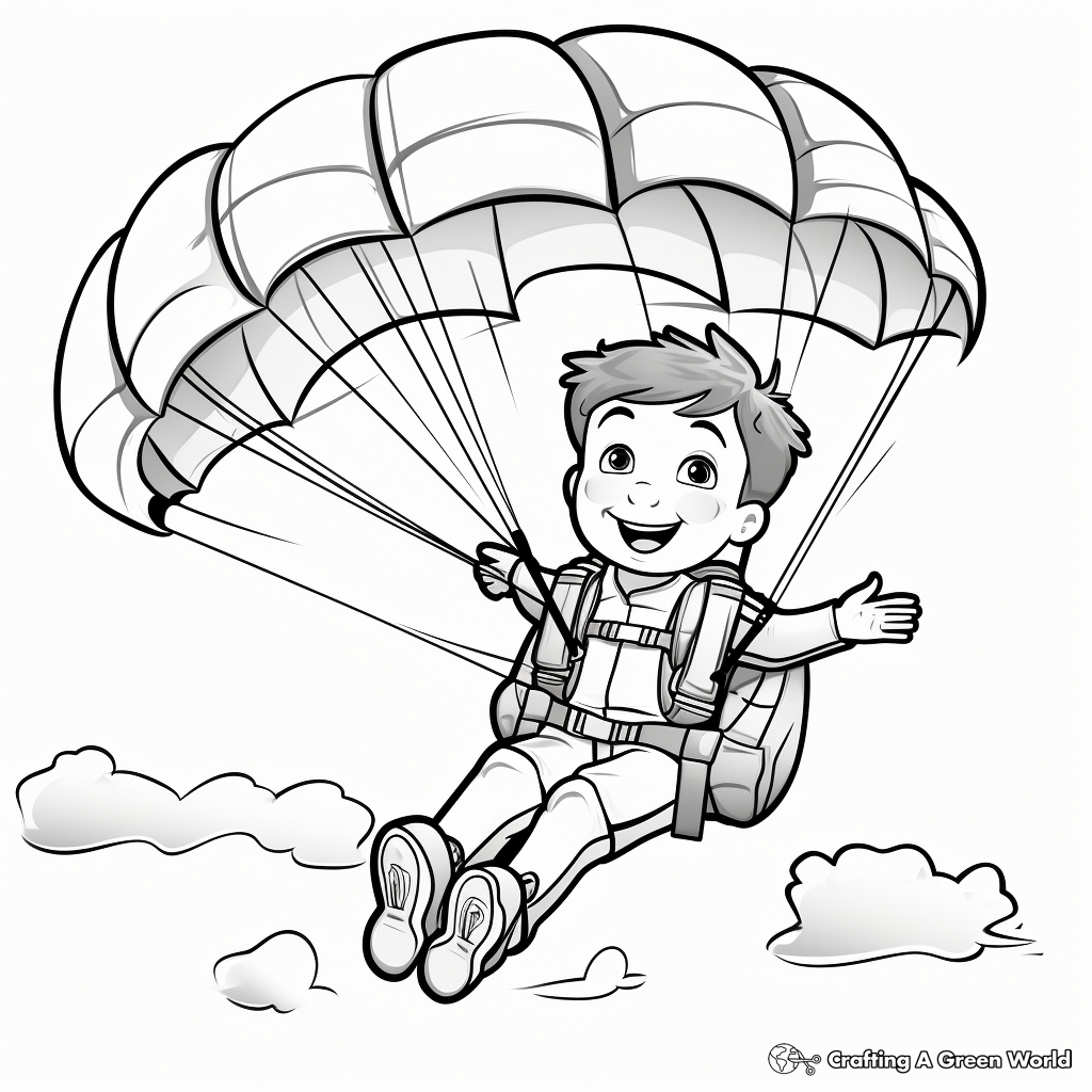 Adventurous Paragliding Coloring Pages 3
