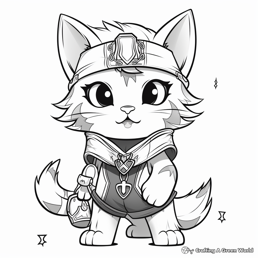 Adventurous Pirate Kitty Coloring Pages 1