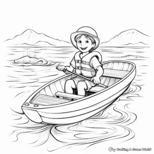 Adventurous Rowboat in the Ocean Coloring Pages 2
