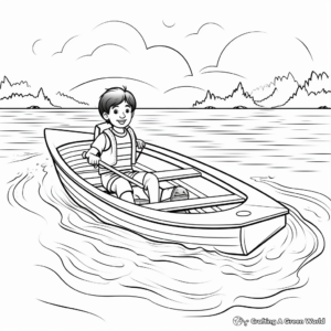 Adventurous Rowboat in the Ocean Coloring Pages 3