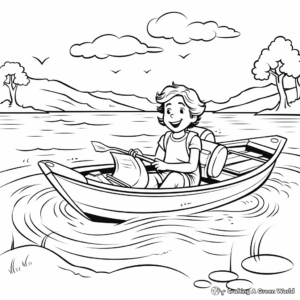 Adventurous Rowboat in the Ocean Coloring Pages 4