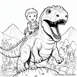 Adventurous Scene Dinosaur Coloring Pages 1