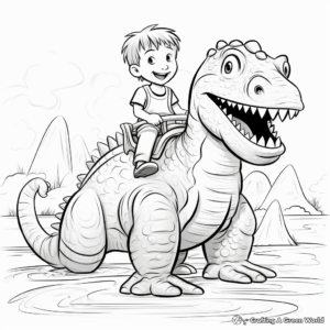 Adventurous Scene Dinosaur Coloring Pages 4