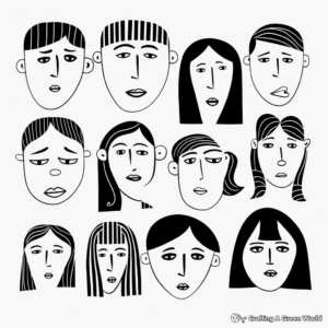 Aesthetic Coloring Pages: Faces and Silhouettes 1