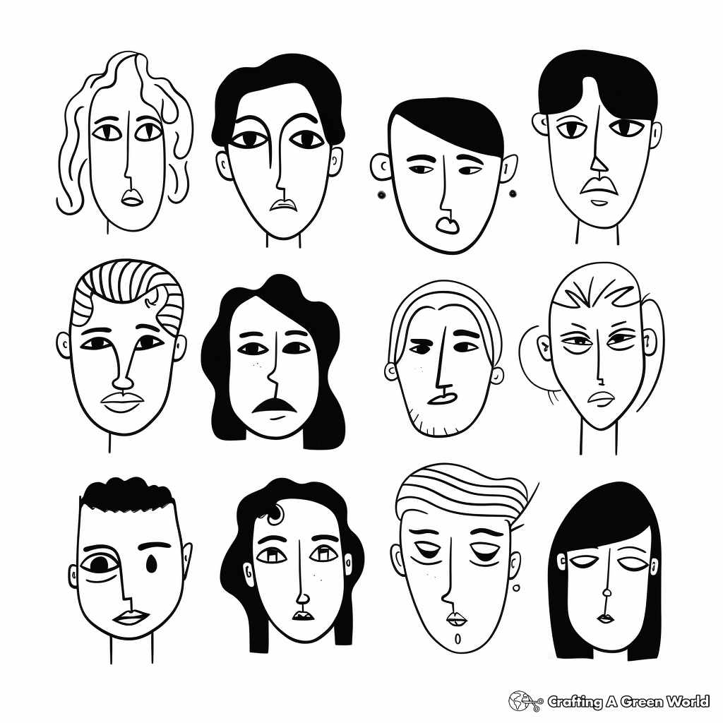 Aesthetic Coloring Pages: Faces and Silhouettes 3