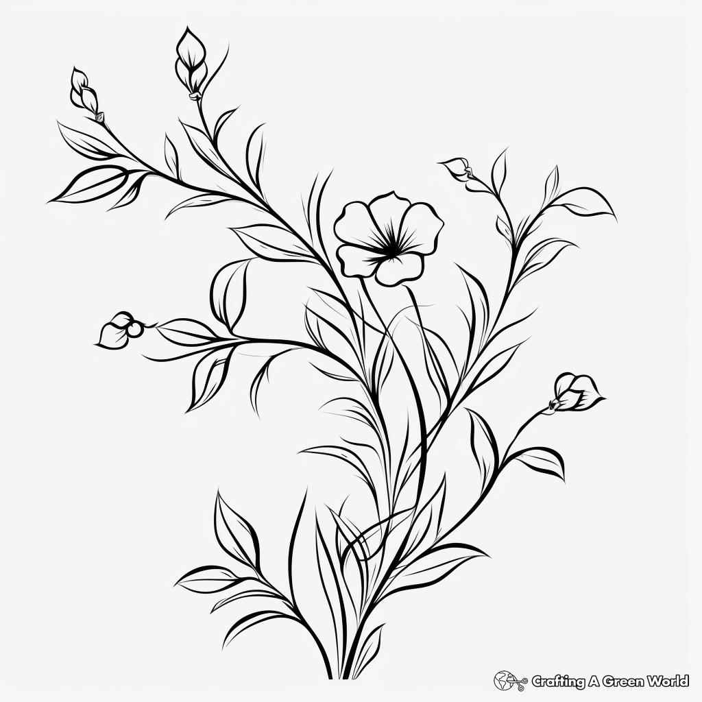 Aesthetic Lavender Vine Coloring Pages 3