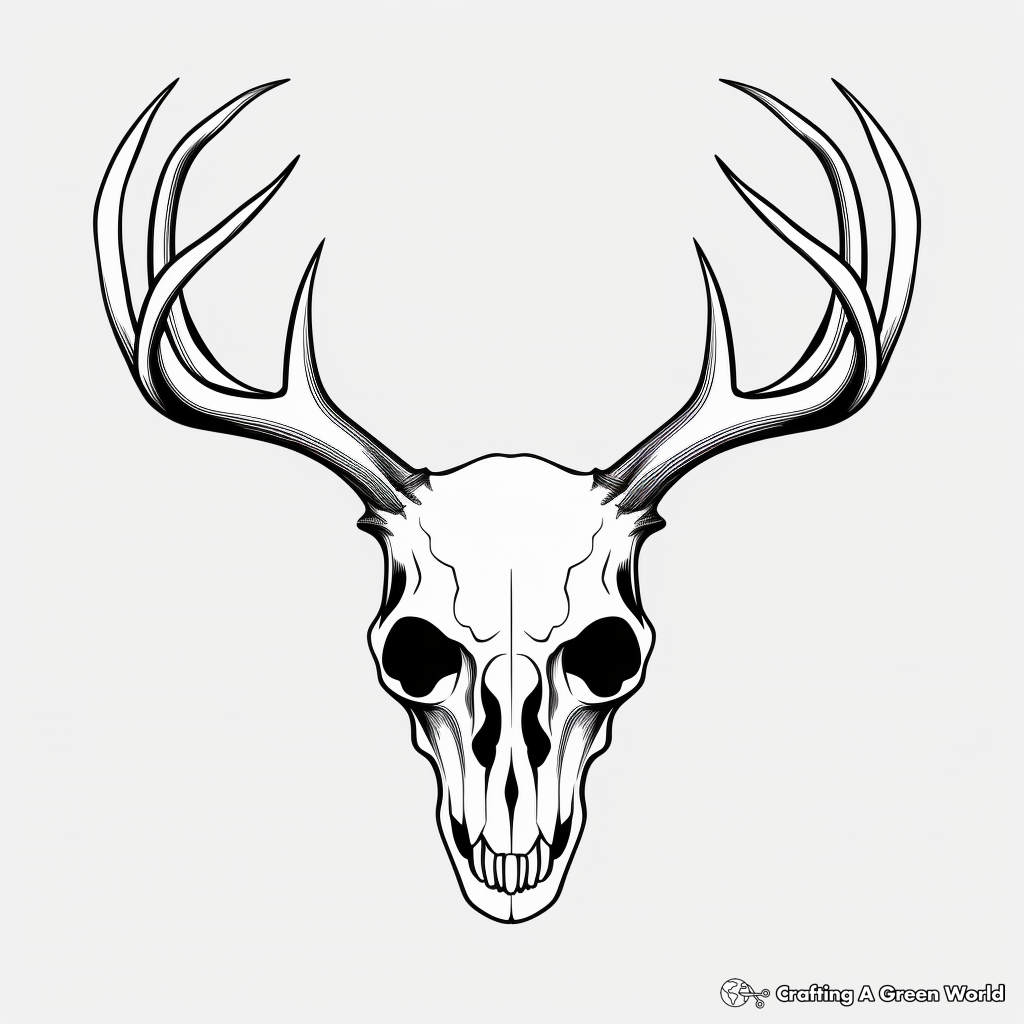 Aesthetic Minimalist Deer Skull Coloring Pages 1