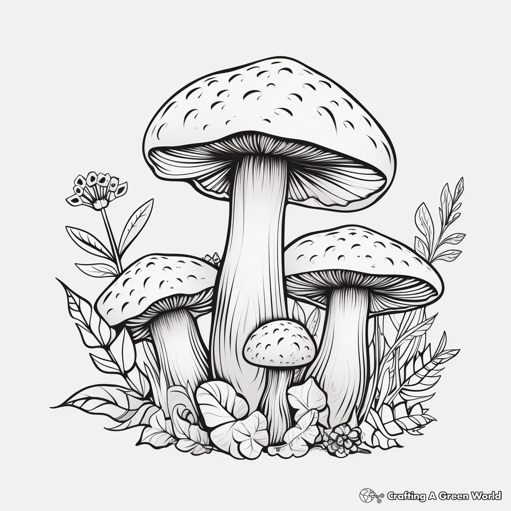 Aesthetic Mushroom Patterns Coloring Pages 4