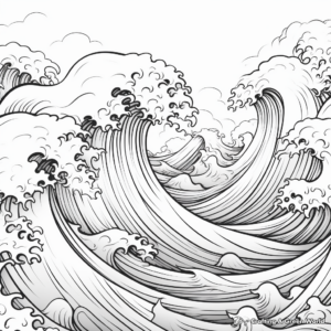 Aesthetic Ocean Waves Coloring Pages 1