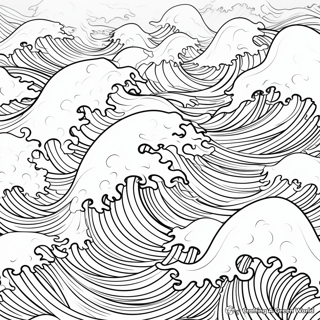 Aesthetic Ocean Waves Coloring Pages 2