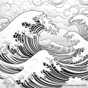 Aesthetic Ocean Waves Coloring Pages 4
