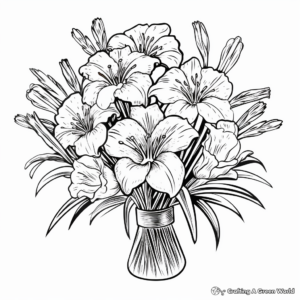 Aesthetically Pleasing Lily Bouquet Coloring Pages 2