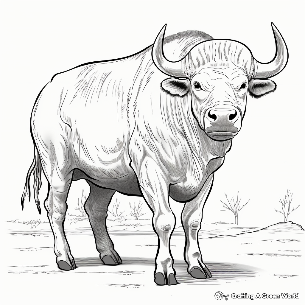African Buffalo Coloring Pages: Detailed for Adults 2