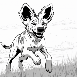 African Wild Dog in Action Coloring Pages 1