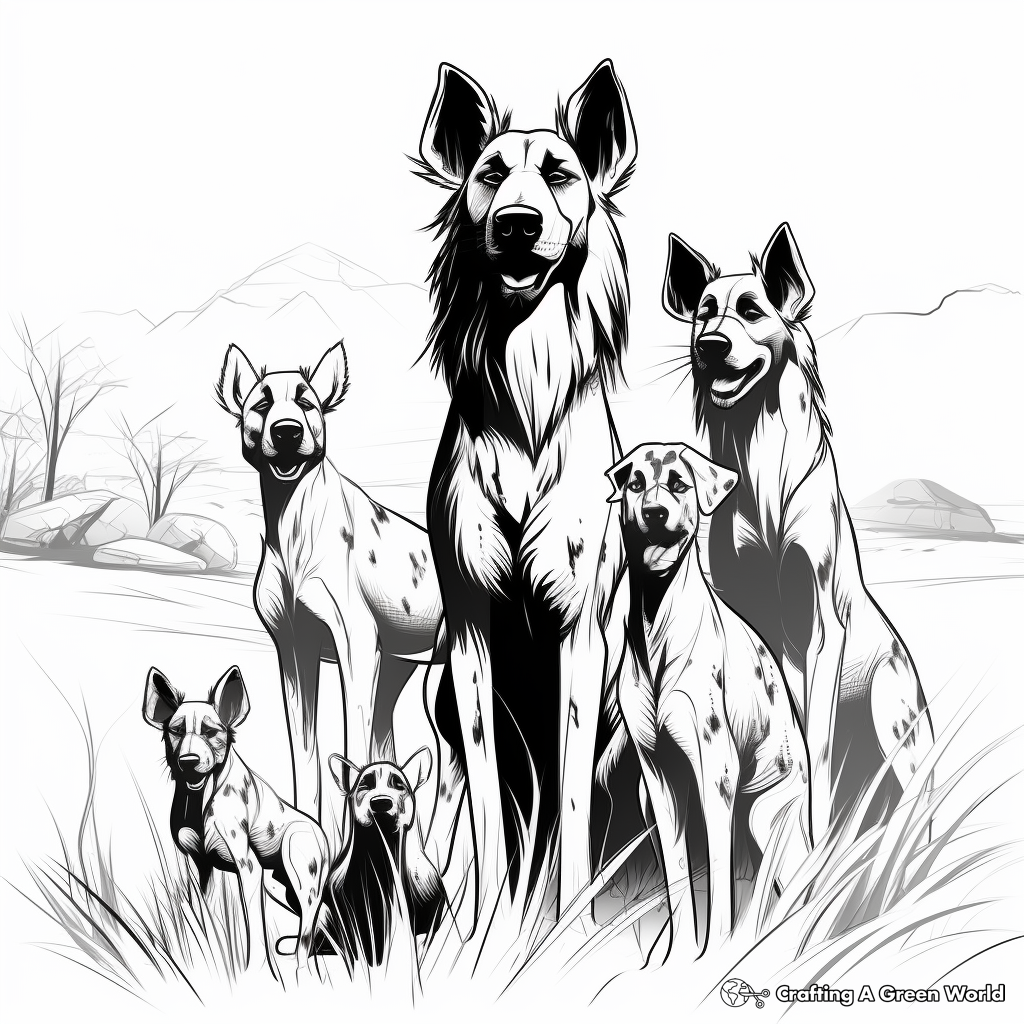 African Wild Dog Pack Coloring Pages: Leaders and Followers 1