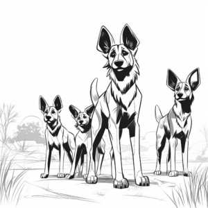 African Wild Dog Pack Coloring Pages: Leaders and Followers 2