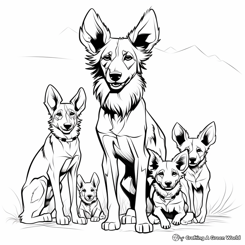 African Wild Dog Pack Coloring Pages: Leaders and Followers 3