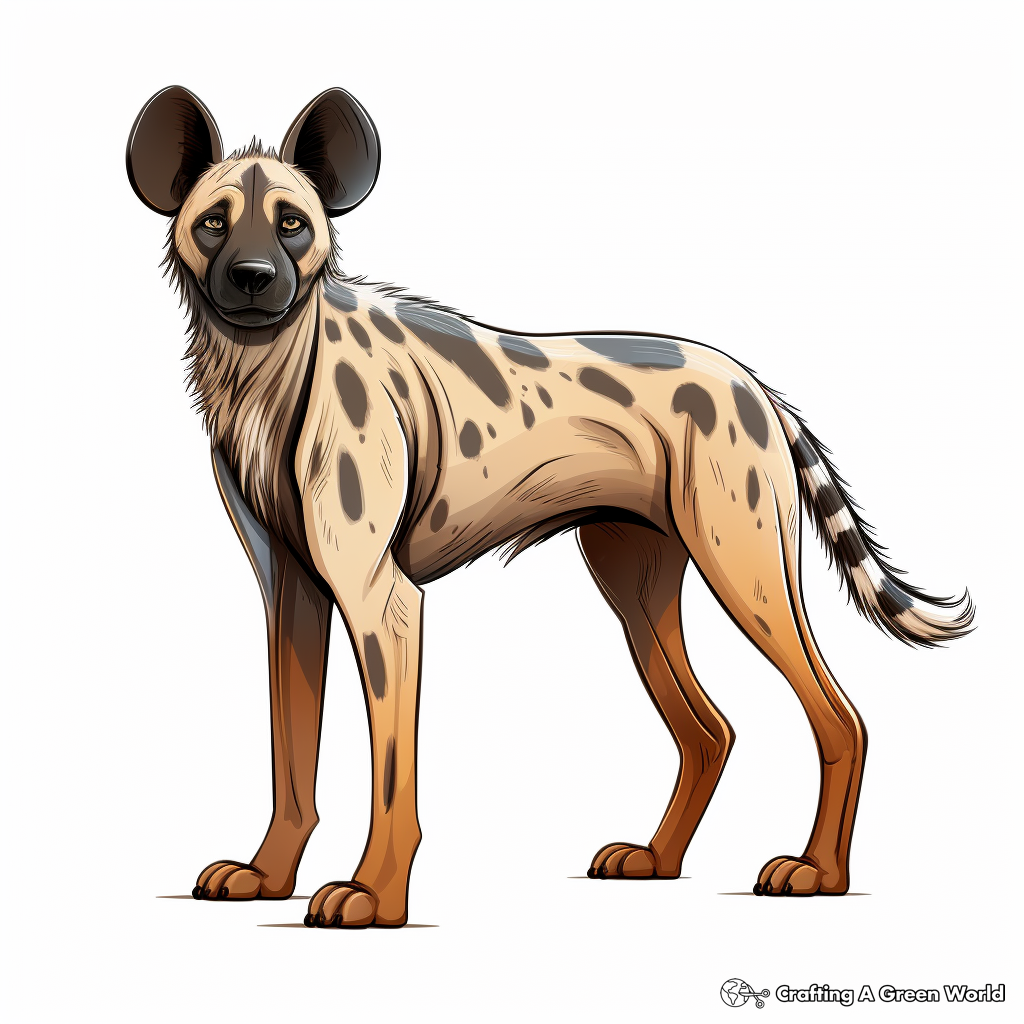 African Wild Dog vs Hyena Coloring Pages 1