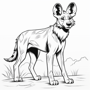African Wild Dog vs Hyena Coloring Pages 2