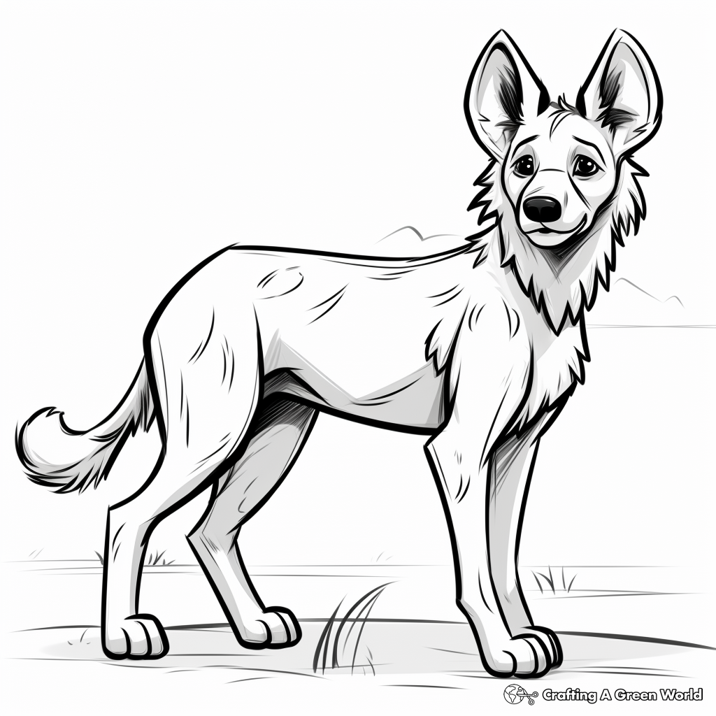 African Wild Dog vs Hyena Coloring Pages 3