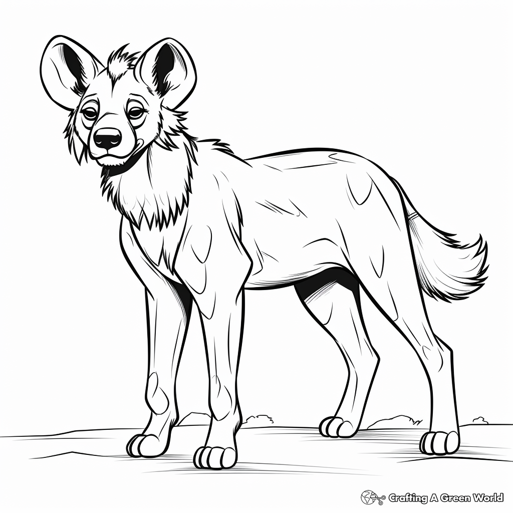 African Wild Dog vs Hyena Coloring Pages 4