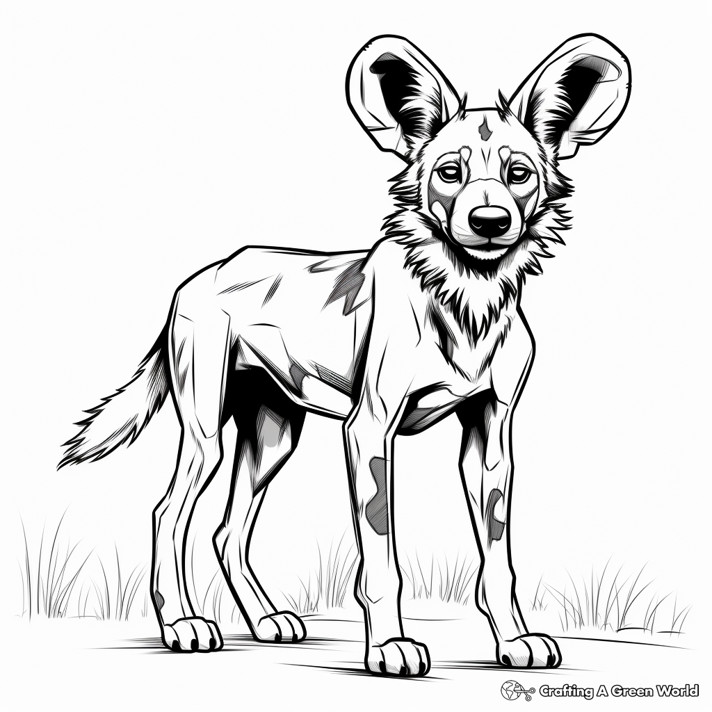 African Wild Dog with Prey Coloring Pages 1